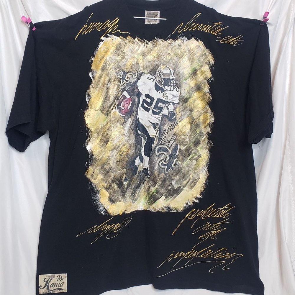 Vintage Kama 4X New Orleans Saints Hand Painted Shirt Size 3X 4X Some Cracking
